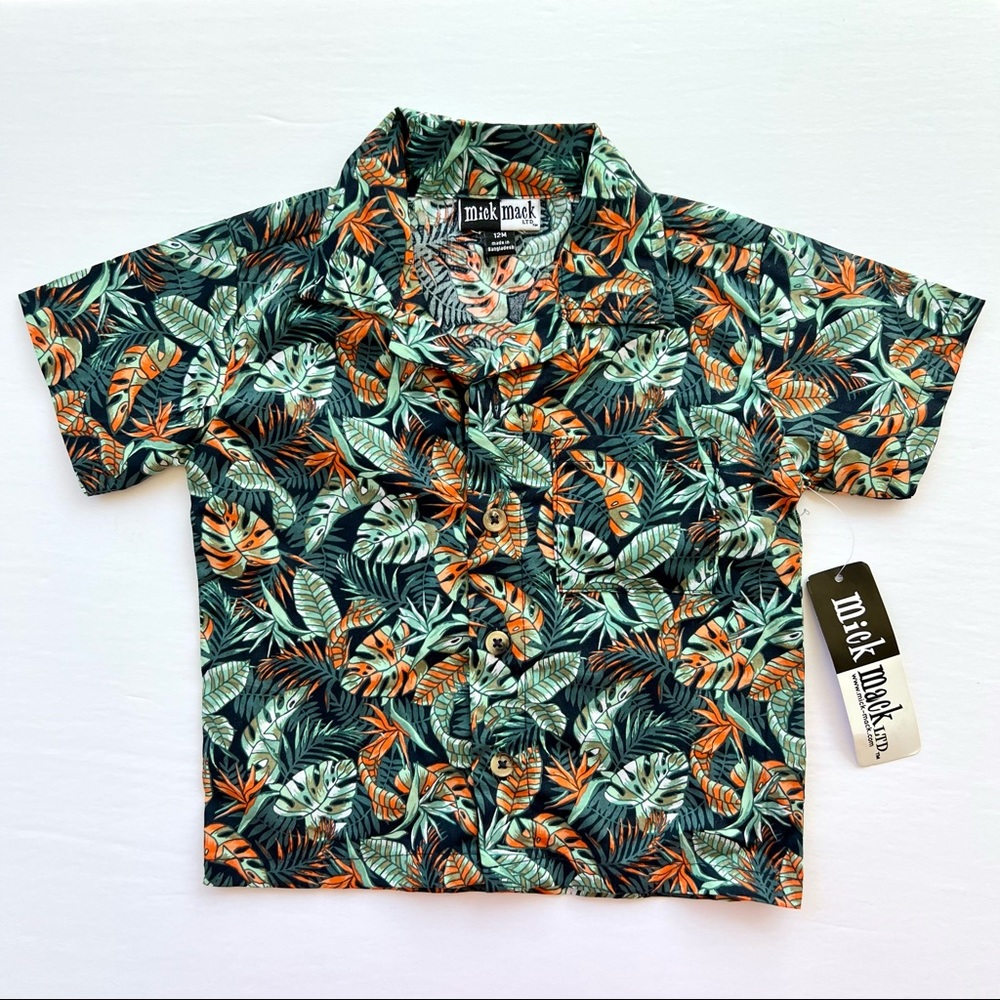 Boys tropical leaf button up